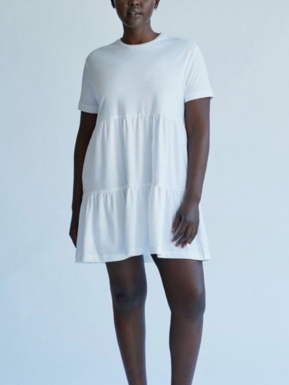KOTN Tiered Babydoll Dress in White